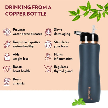 Borosil Sipper Copper Bottle  750ml