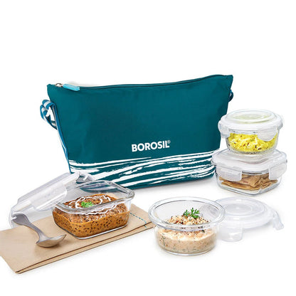 Borosil Steller Glass Tiffin Office Lunch Box Bag Daisy