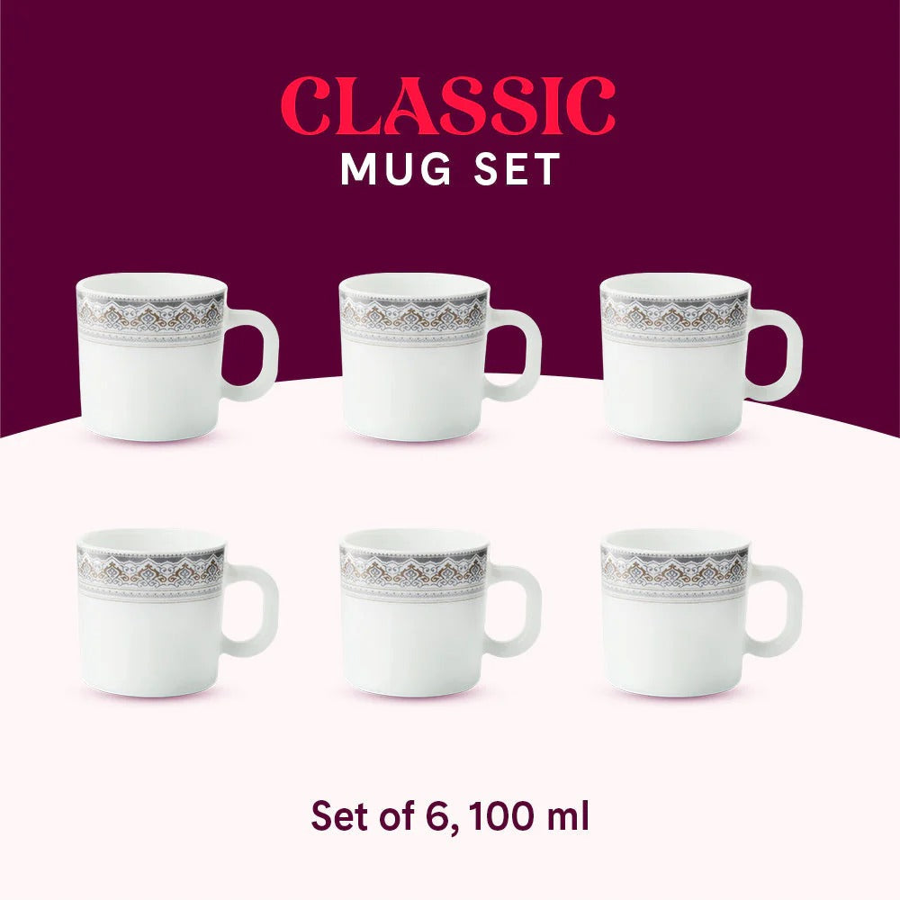 Borosil Larah Opalware Classic Mug Set