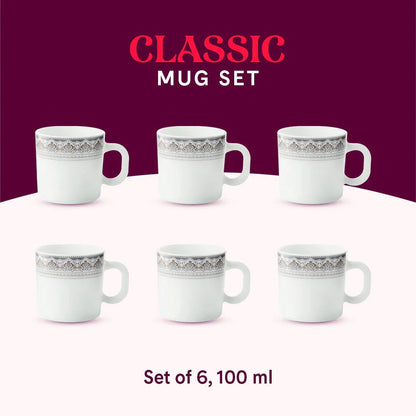 Borosil Larah Opalware Classic Mug Set