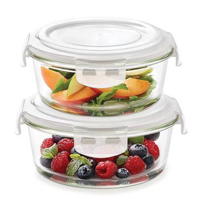 Borosil Klip N Store Round Glass Container Set of 2