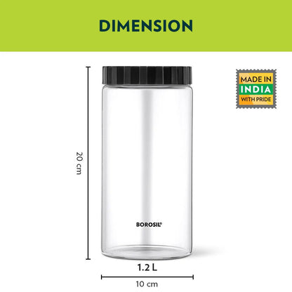 Borosil Endura Airtight Glass Storage Jar 1.2L