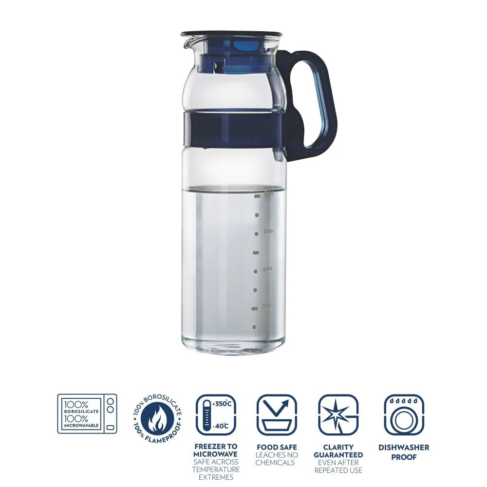 Borosil Marina Juice Water Glass Jug with Handle 1.3L