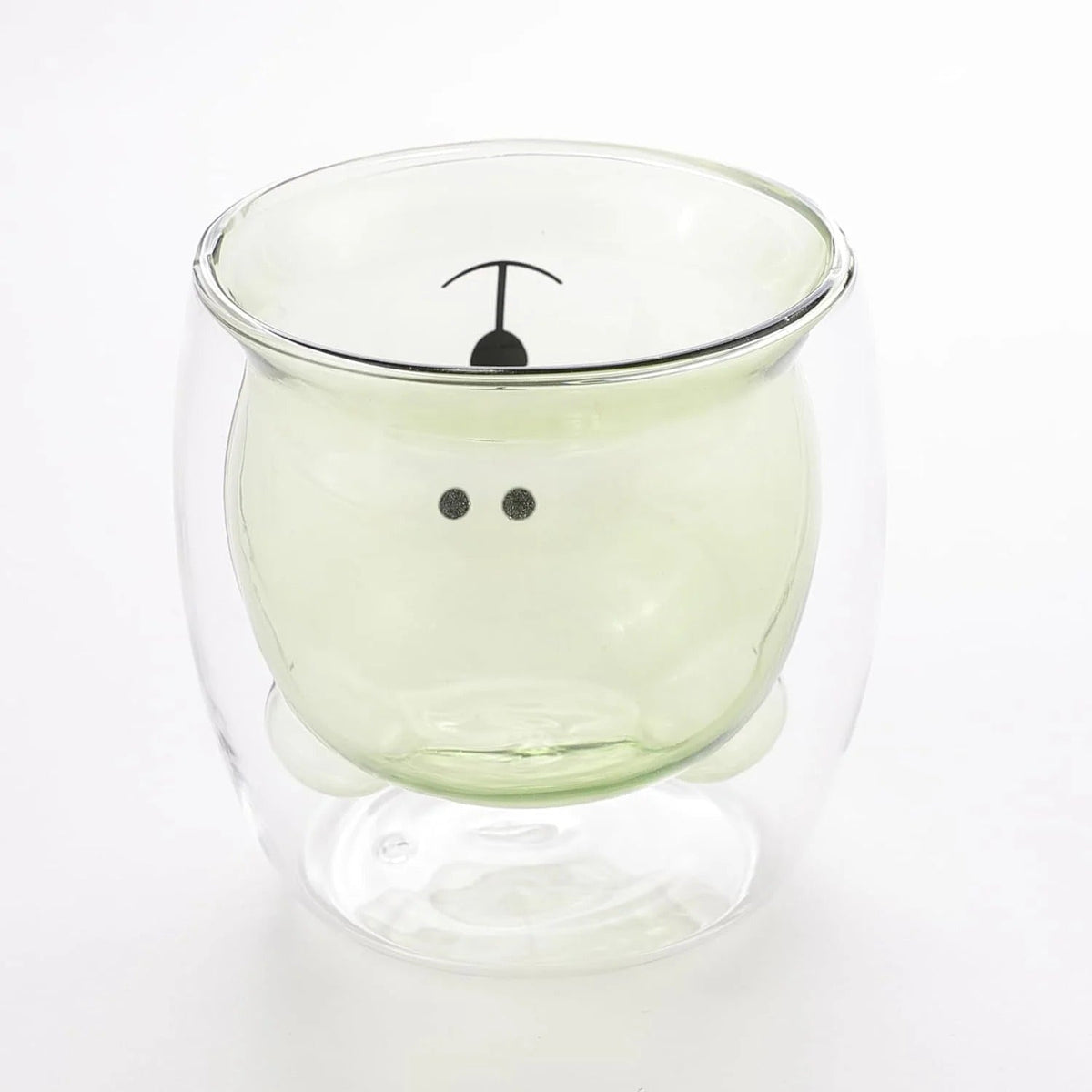 Kuber Industries 6 Pcs Cute Teddy Bear Borosilicate Double Wall Glass Cups 250ml | Pack of 3 | Green