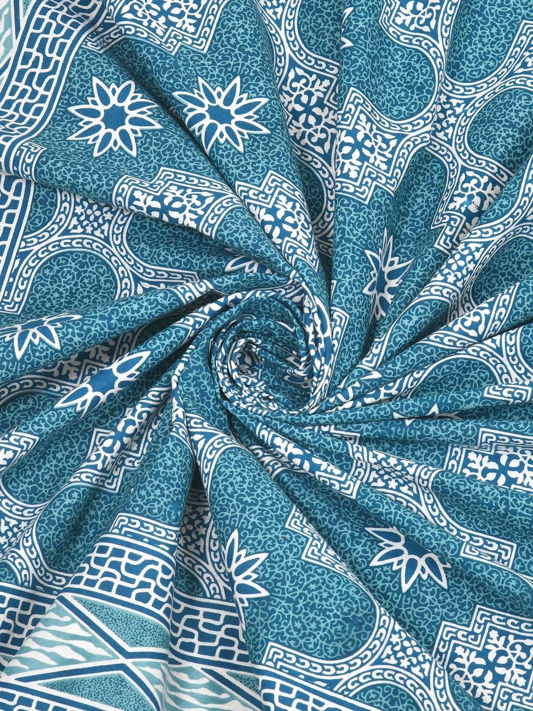 100% Pure Cotton Traditional Printed Bedsheet for Double Bed King Size Bedsheet with 2 Pillow Covers