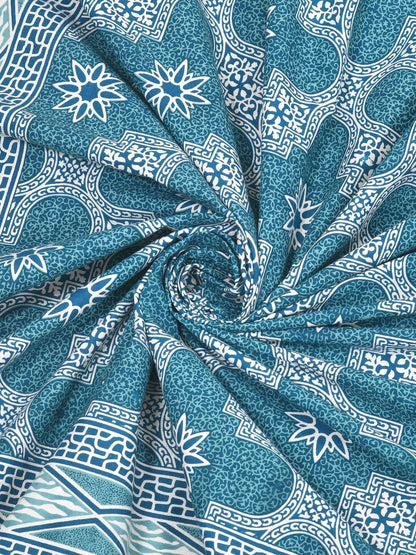 100% Pure Cotton Traditional Printed Bedsheet for Double Bed King Size Bedsheet with 2 Pillow Covers