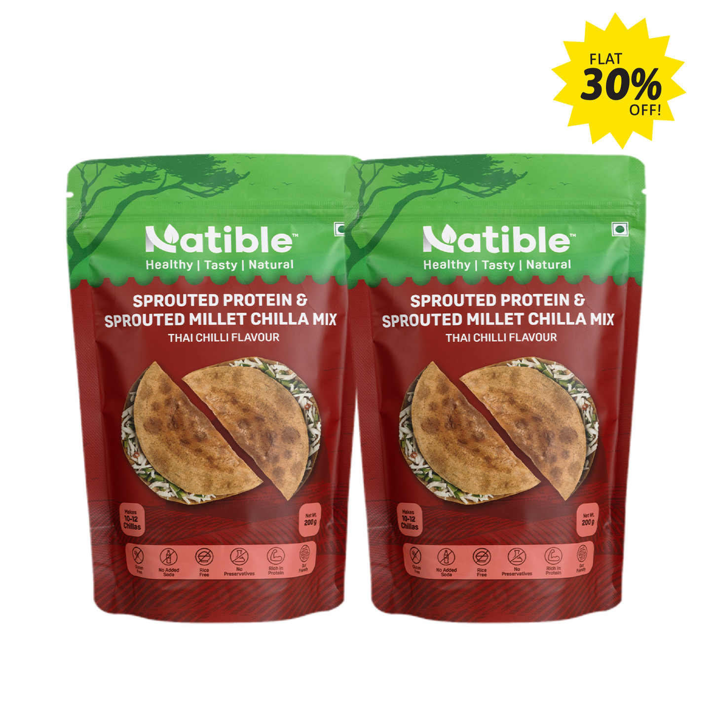 Sprouted Protein and Sprouted Millet Chilla Mix Combo- Thai Chilli flavor