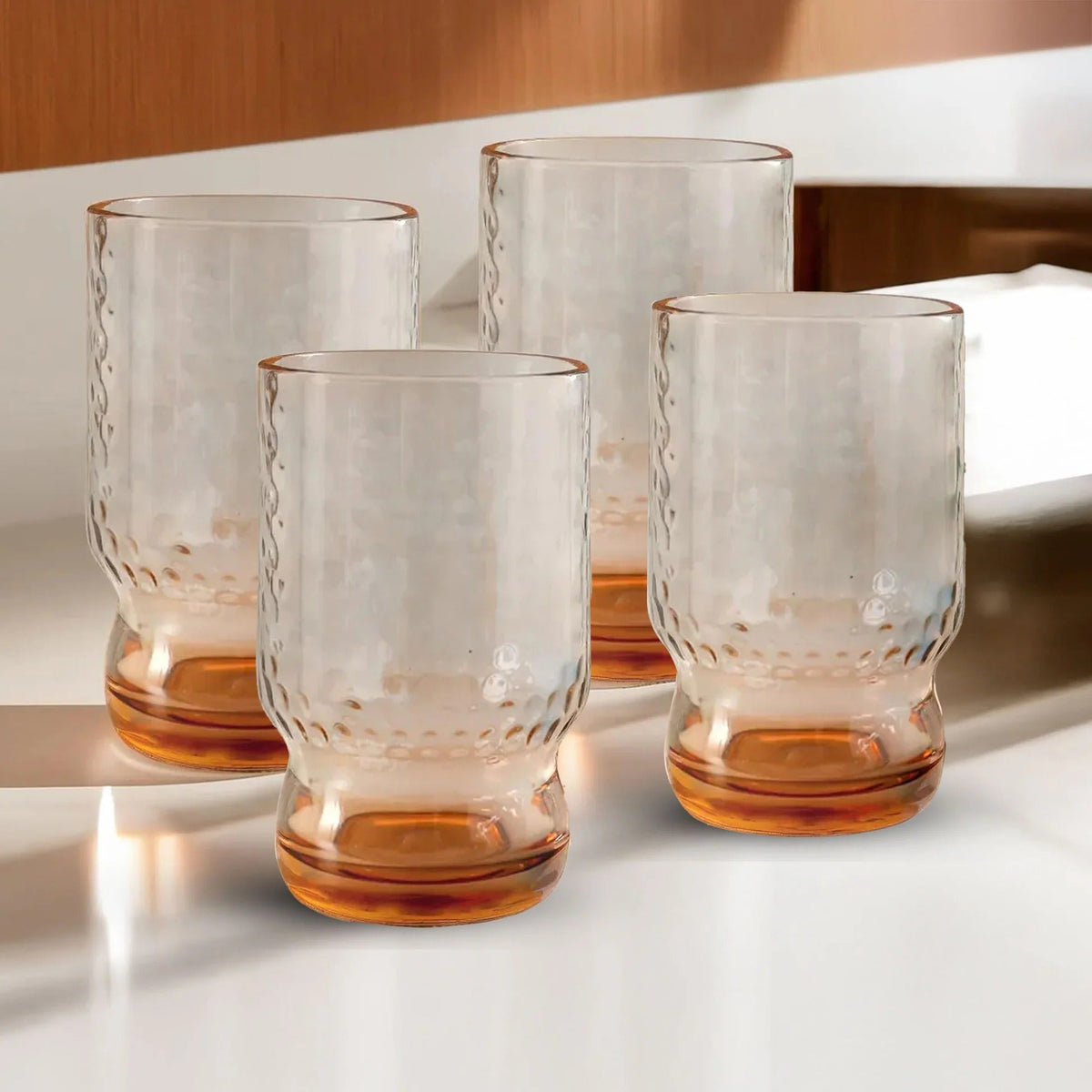 UMAI Set of 2: Lead-Free Amber Juice Glasses | 430ml | Stylish & Versatile