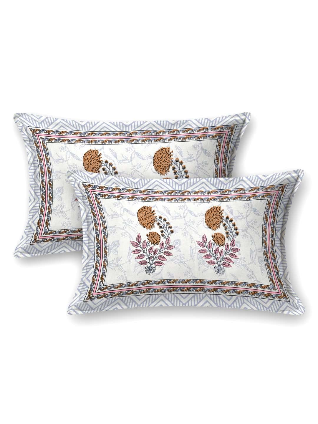 100% Pure Cotton Traditional Printed Bedsheet for Double Bed King Size Bedsheet with 2 Pillow Covers