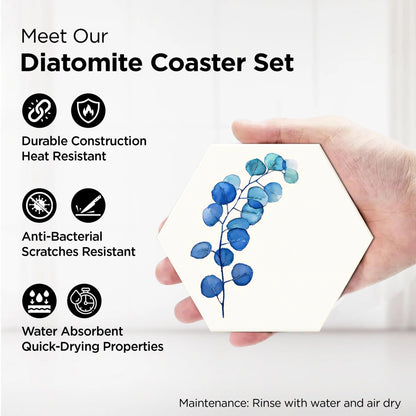 UMAI Diatomite Coaster Set of 6 10cm Unique Shape Absorbent Heat Resistant Dining Table