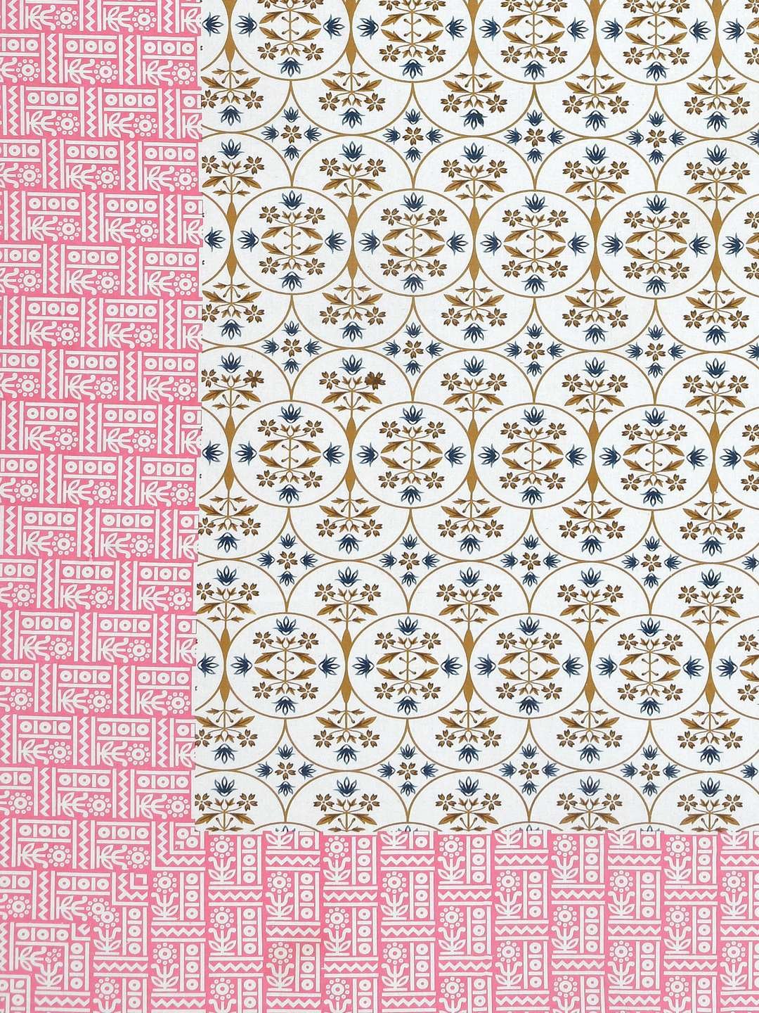 100% Pure Cotton Traditional Printed Bedsheet for Double Bed King Size Bedsheet with 2 Pillow Covers