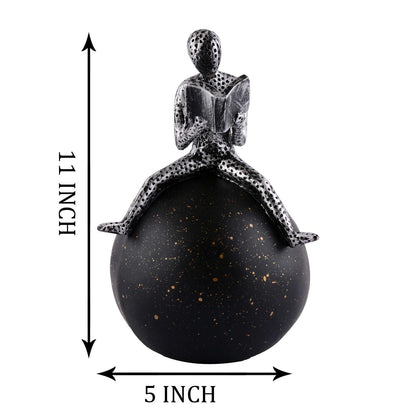 Men Sitting on Ball Showpiece for Home Decor Showpiece, Atlas Sculpture for Office Table Décor multicolour