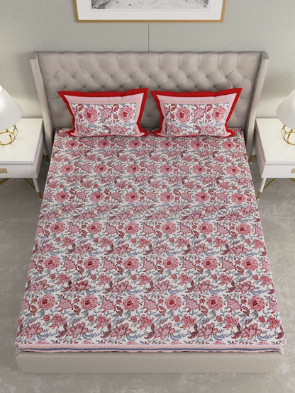 100% Pure Cotton Traditional Printed Bedsheet for Double Bed King Size Bedsheet with 2 Pillow Covers