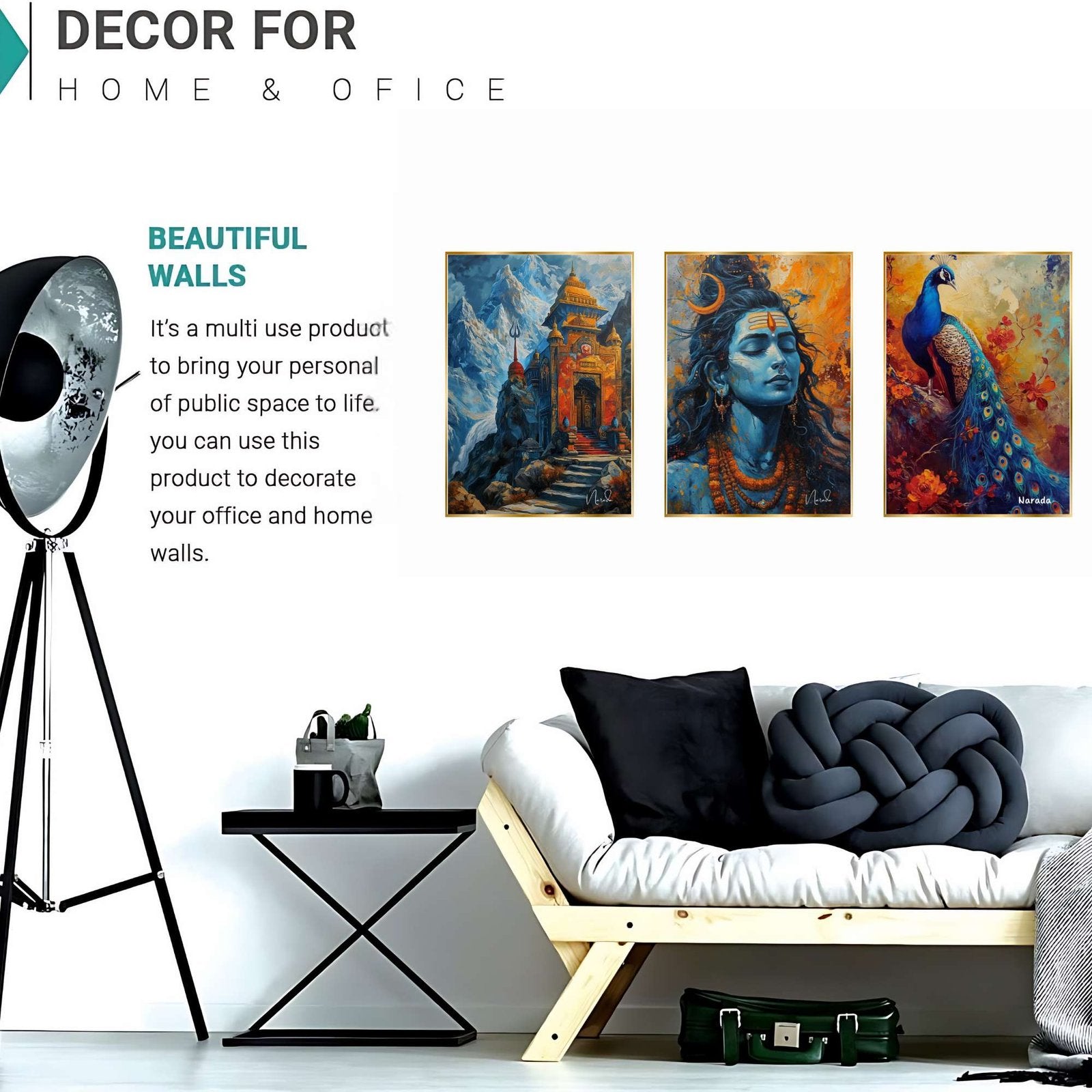 Set of Three Wall Paintings for Wall Dacoration Golden Framed Wall Paintings for Living Room & Bedroom Wall Art for Home Decoration & Office Wall Décor (18×12 inch CH-GD3-8)