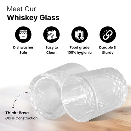 UMAI Whiskey Glasses Set of 2 (300ml) | Heavy Bottom | Lead Free | Crystal Clear