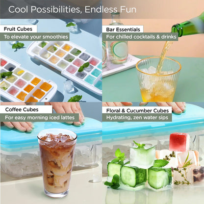 UMAI Ice Cube Trays with Scoop | 24 Compartments | BPA Free | Blue
