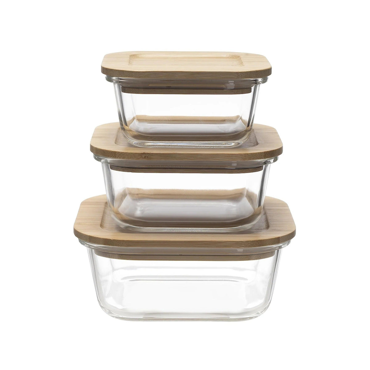 The Better Home Zest Series Borosilicate Food Containers with Bamboo Lid | 3pcs 320ml 520ml 800ml