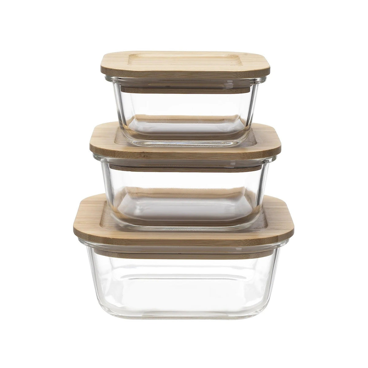 The Better Home Zest Series Borosilicate Food Containers with Bamboo Lid | 3pcs 320ml 520ml 800ml