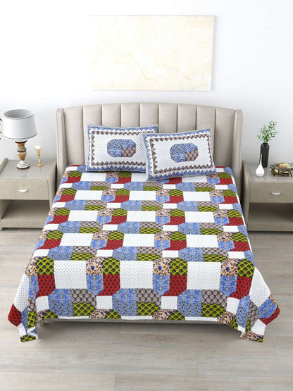 100% Pure Cotton Traditional Printed Bedsheet for Double Bed King Size Bedsheet with 2 Pillow Covers