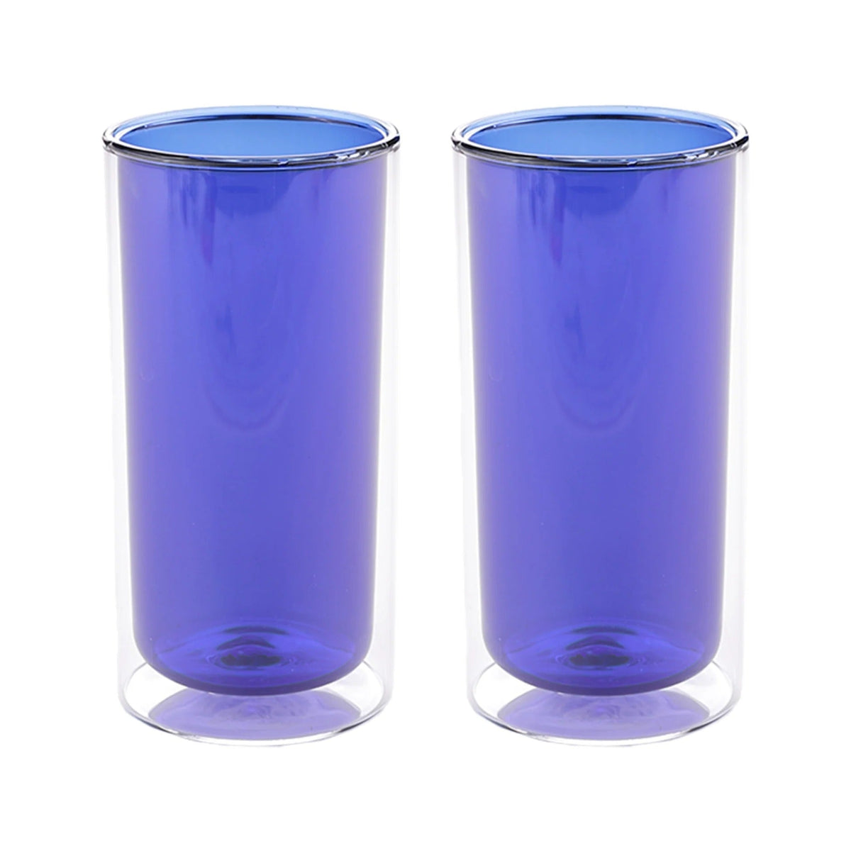 UMAI Pack of 2: Double Wall Borosilicate Glass Coffee Mugs | 250ml | Blue