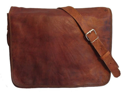 15 Inches Luxury Style Genuine Leather Cross Body Shoulder Bag Handmade Bag