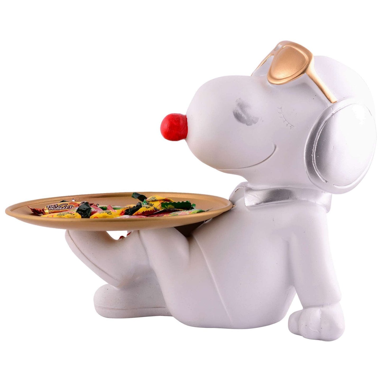 Decorative White Resin Dog Showpiece for Home Decor, Living Room, Table Decoration for Gifting 8 Inches