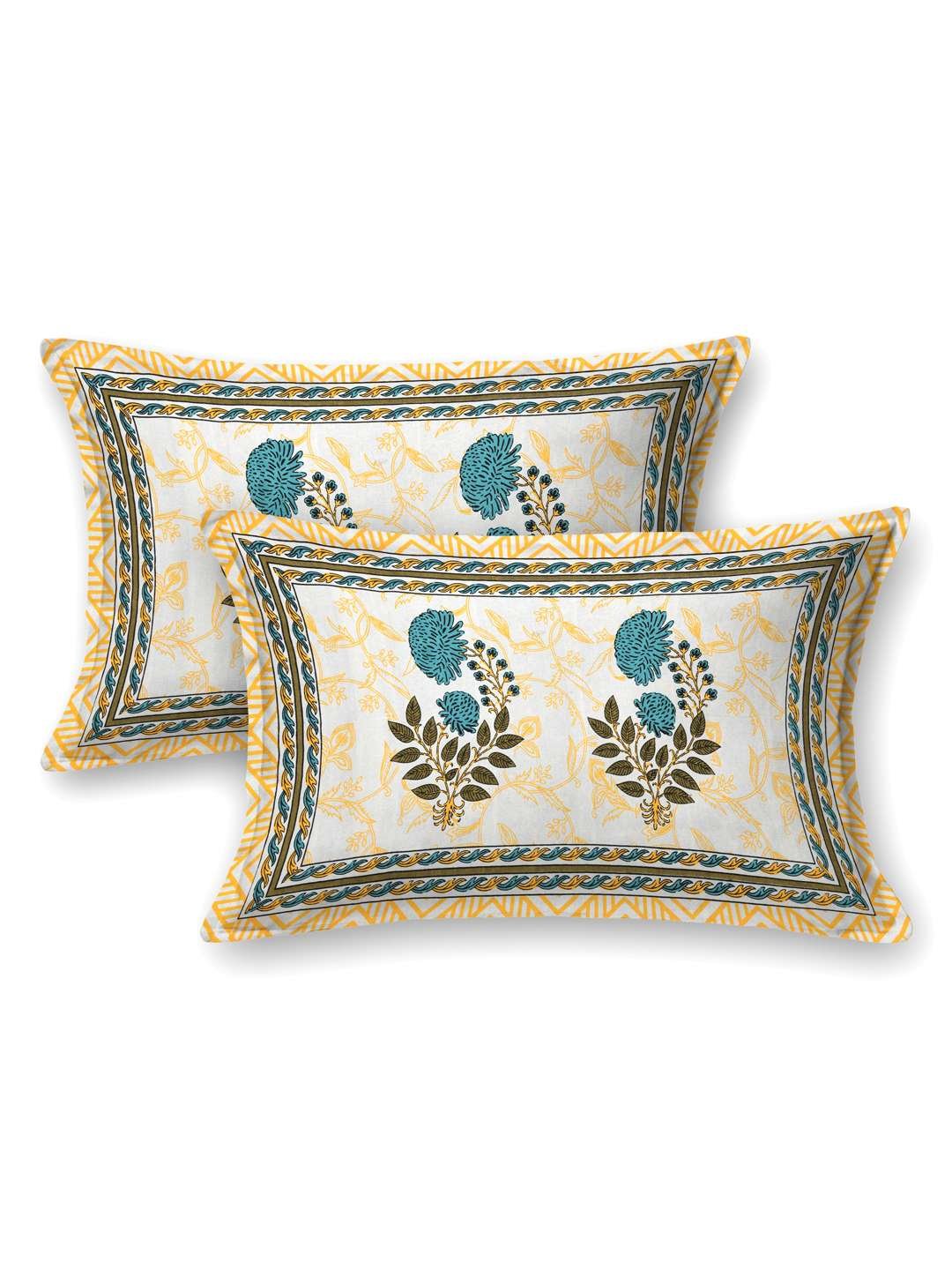 100% Pure Cotton Traditional Printed Bedsheet for Double Bed King Size Bedsheet with 2 Pillow Covers