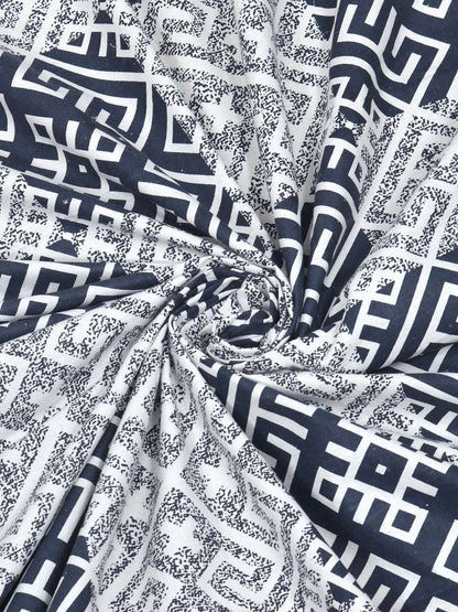 100% Pure Cotton Traditional Printed Bedsheet for Double Bed King Size Bedsheet with 2 Pillow Covers