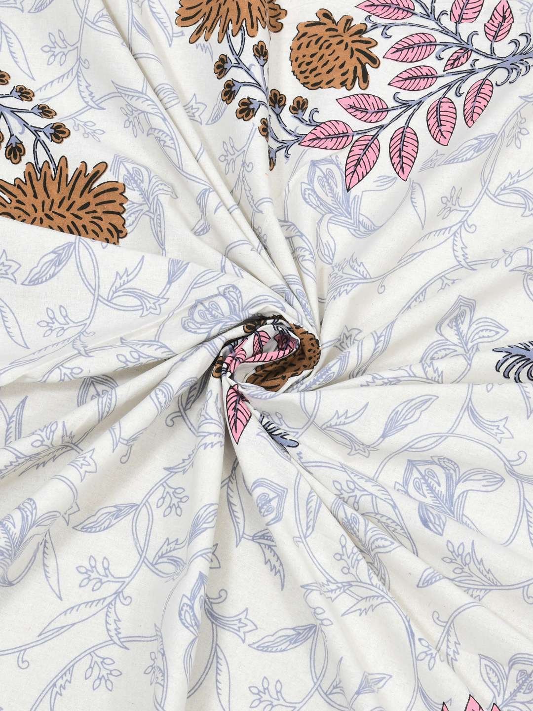 100% Pure Cotton Traditional Printed Bedsheet for Double Bed King Size Bedsheet with 2 Pillow Covers