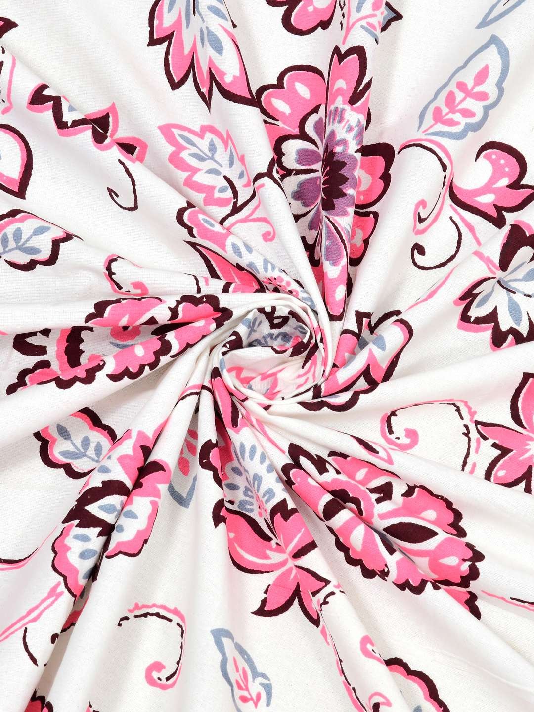 100% Pure Cotton Traditional Printed Bedsheet for Double Bed King Size Bedsheet with 2 Pillow Covers