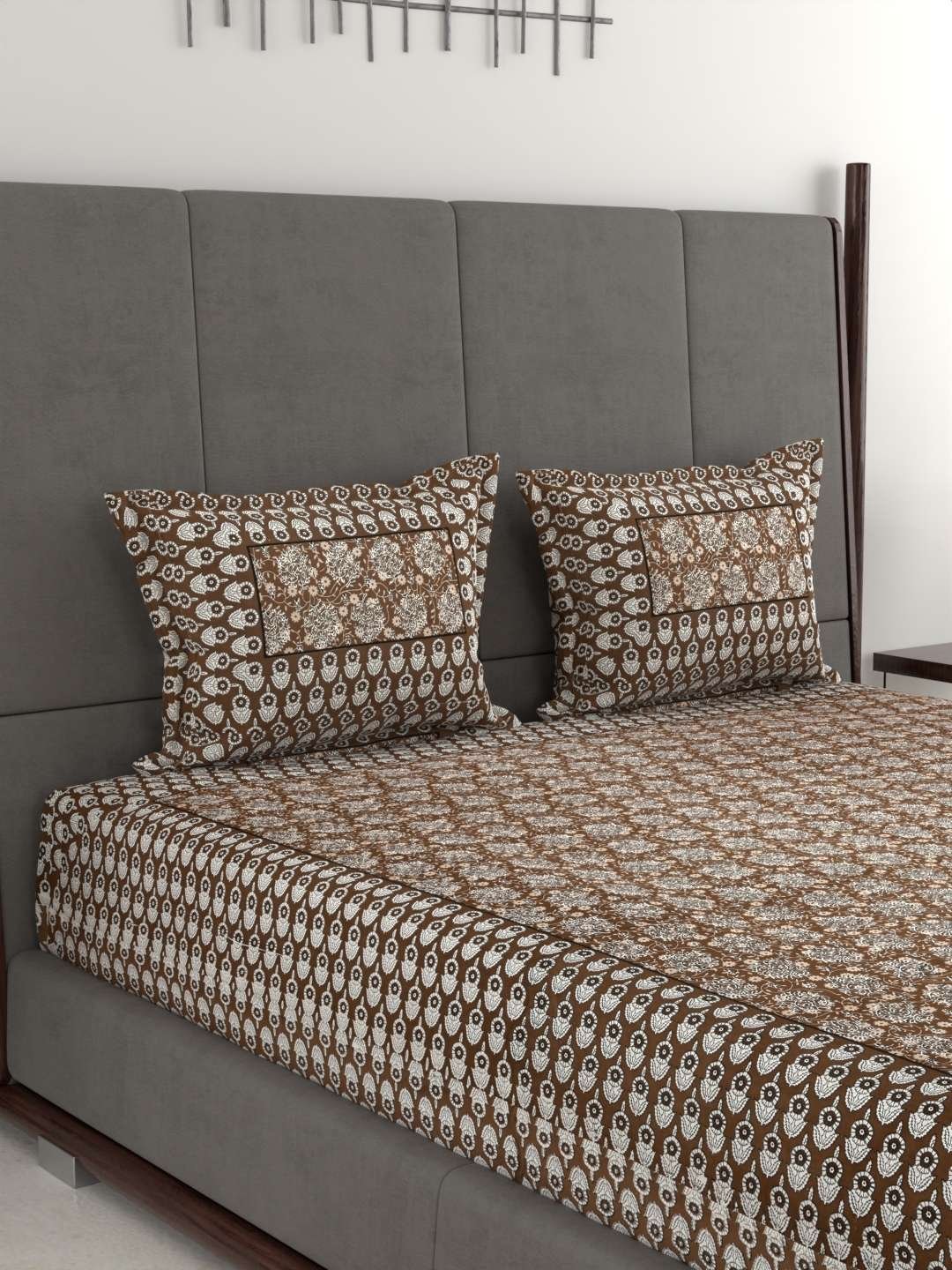 100% Pure Cotton Traditional Printed Bedsheet for Double Bed King Size Bedsheet with 2 Pillow Covers