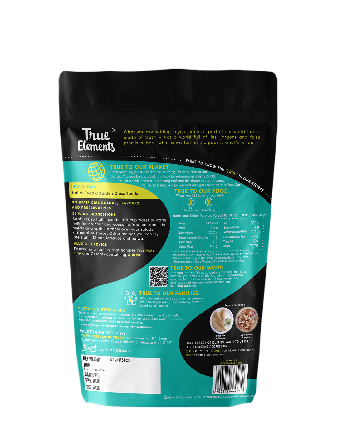 True Elements Raw Halim Seeds