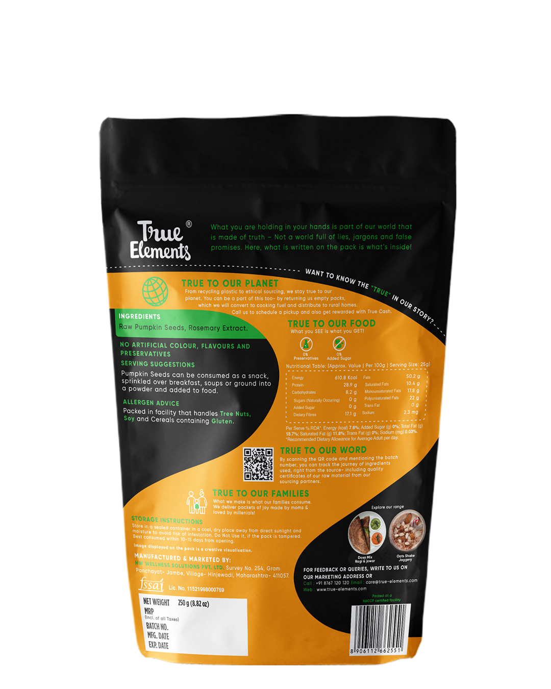 Raw Pumpkin Seeds 250g - Boosts Immunity (28.9g Protein)