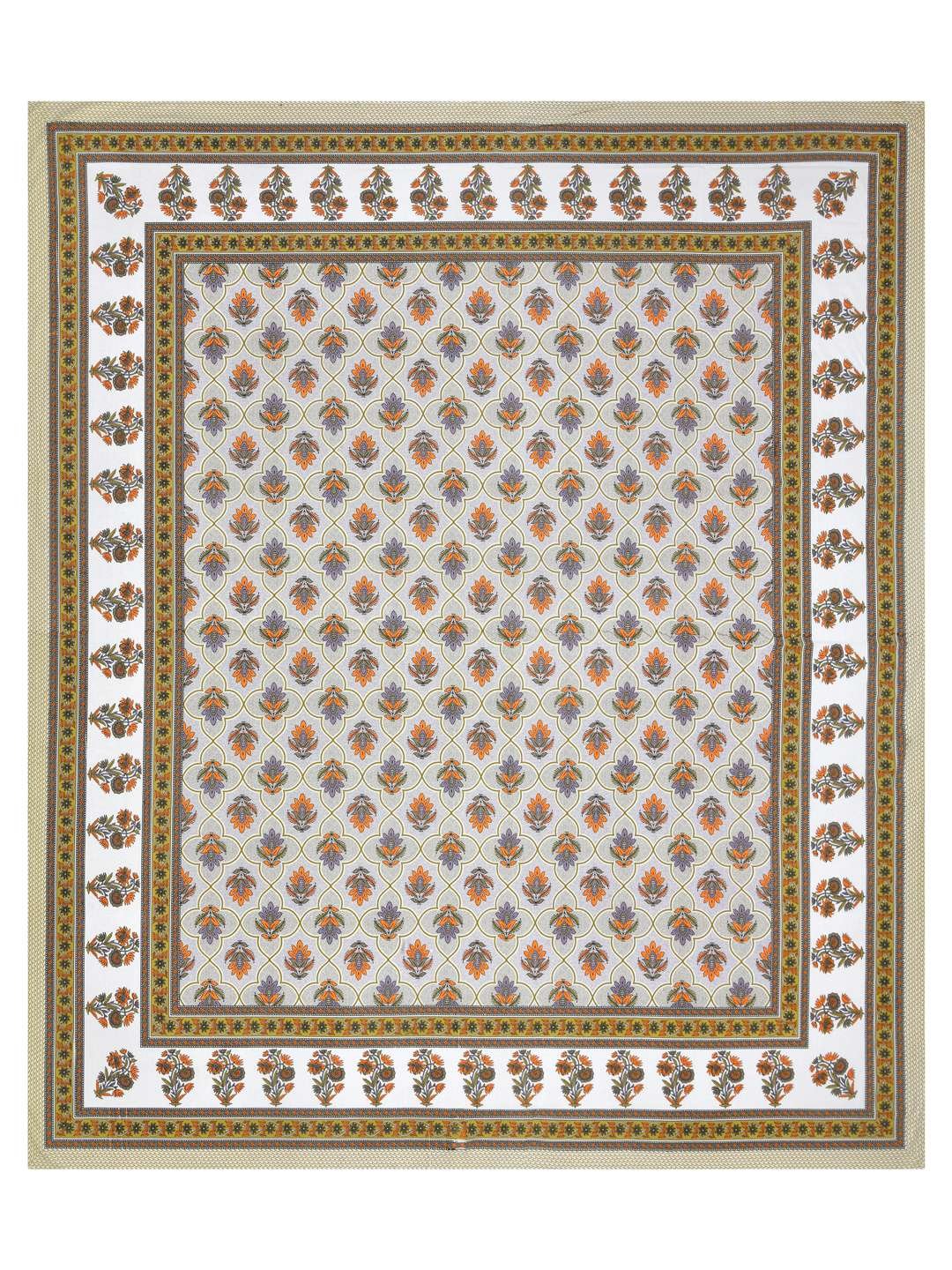 100% Pure Cotton Traditional Printed Bedsheet for Double Bed King Size Bedsheet with 2 Pillow Covers