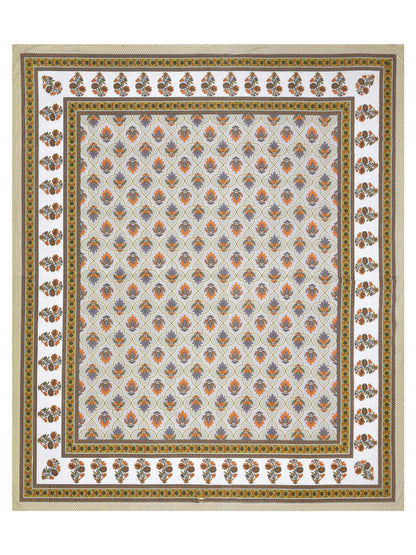 100% Pure Cotton Traditional Printed Bedsheet for Double Bed King Size Bedsheet with 2 Pillow Covers