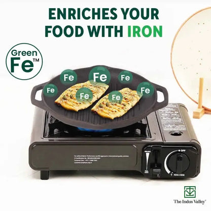 The Indus Valley Cast Iron Grill Pan with Twin Handle Pre-Seasoned