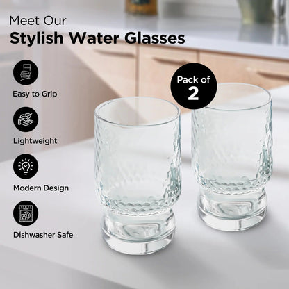 UMAI Water Glasses Set of 2 (430ml) | Juice Glasses | Lead Free