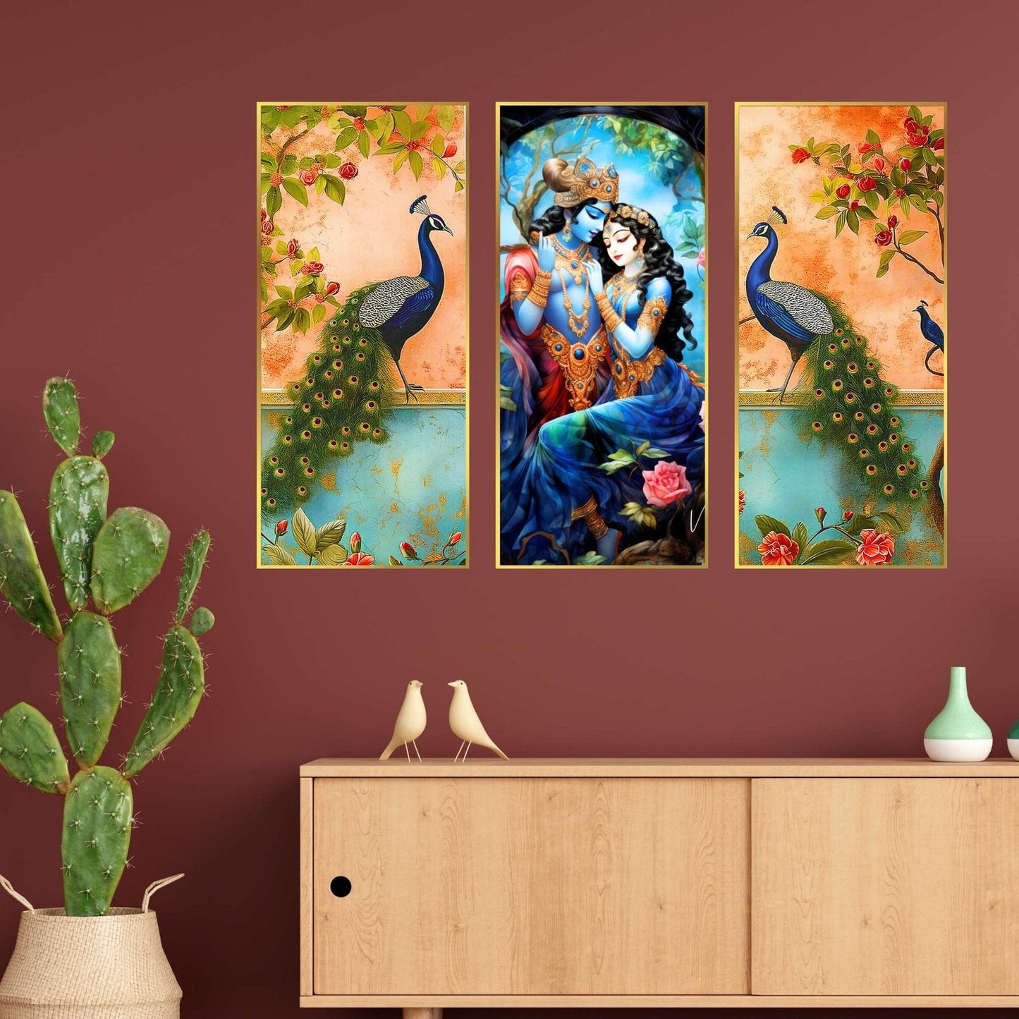 Set of Three large Wall Paintings for Wall Dacoration Golden Framed Wall Paintings for Living Room & Bedroom Wall Art for Home Decoration & Office Wall Décor (14×11 inch CH-LGD3-7)
