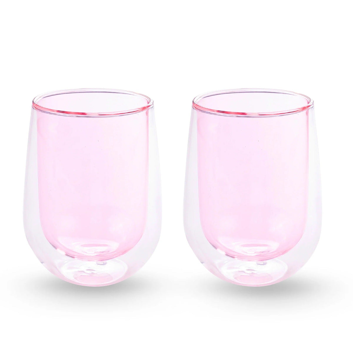 UMAI Pack of 2: Double Wall Borosilicate Glass Coffee Mugs | 190ml | Pink