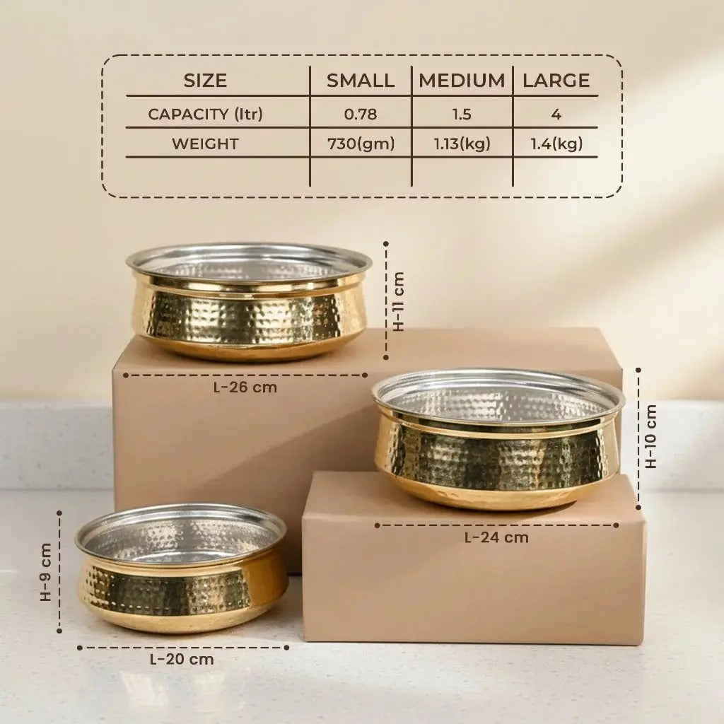 Artarium Brass Lagan with Kalai (Tin Coating) for Dum Cooking