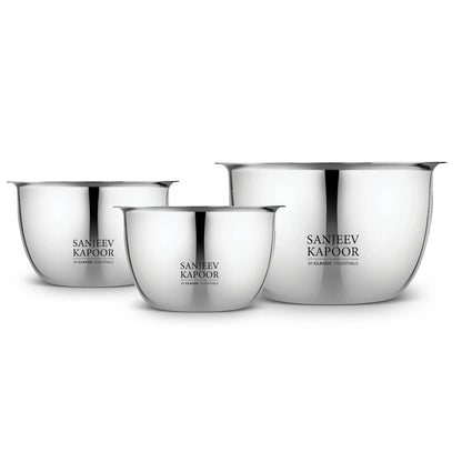 Classic Essentials MICROSAFE Stainless Steel Portion Bowl Set 3pc (750ml+1000ml+1500ml)