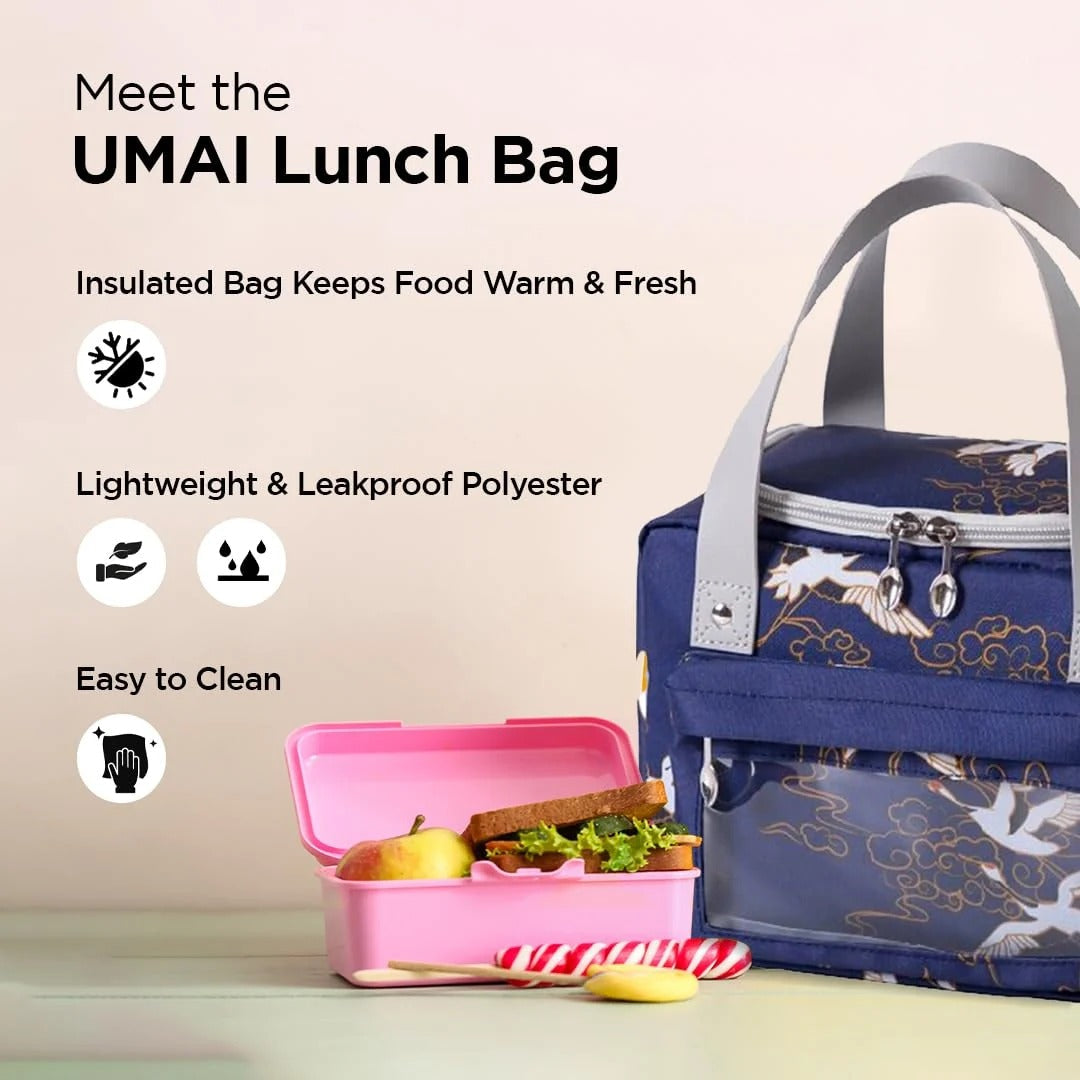 UMAI Insulated Tote Lunch Bag | Tiffin Bag for Office School Outdoor | Navy Blue | Lightweight