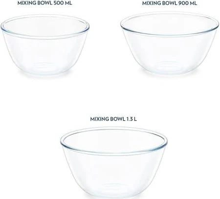 Borosil Glass Mixing & Serving Bowls With Lids | Oven & Microwave Safe Bowls | Set of 3