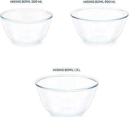 Borosil Glass Mixing & Serving Bowls With Lids | Oven & Microwave Safe Bowls | Set of 3