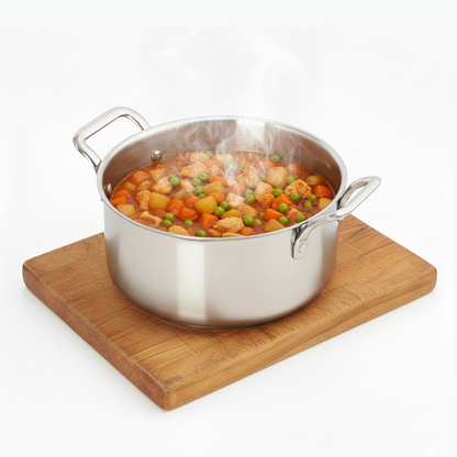 Esspy Triply Stainless Steel Casserole/Biryani Pot/Stock Pot, Non Stick, Triply Biryani Pot, Metal Spatula Friendly, Induction & Gas Stove Compatible