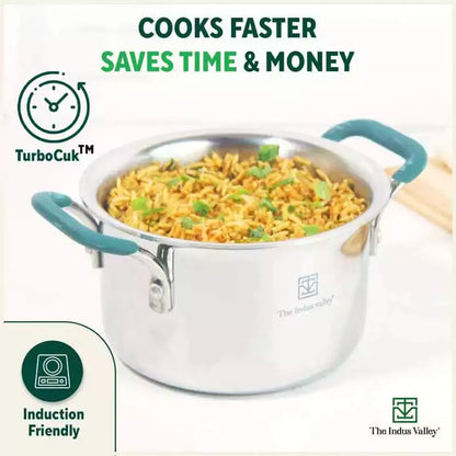 The Indus Valley Premium Tri-Ply Set - Kadai(23.4cm) + Casserole Biryani Pot(21.6cm)