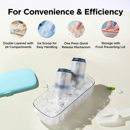 UMAI Ice Cube Trays with Scoop | 24 Compartments | BPA Free | Blue
