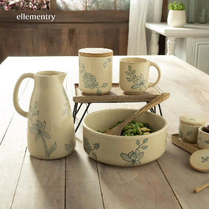 Ellementry Fiore Ceramic Dinner and Side Plate Combo Set of 8 4 of Each Dishwasher Safe Food Grade