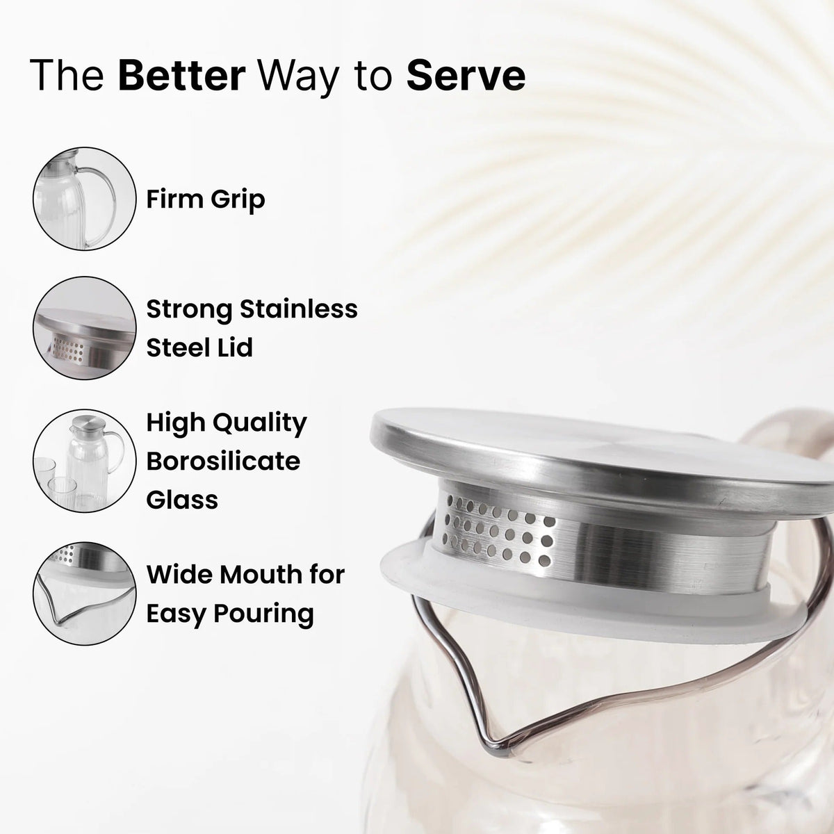 UMAI Borosilicate Jugs and Glasses Set JDA018-GRY Grey Pack of 5