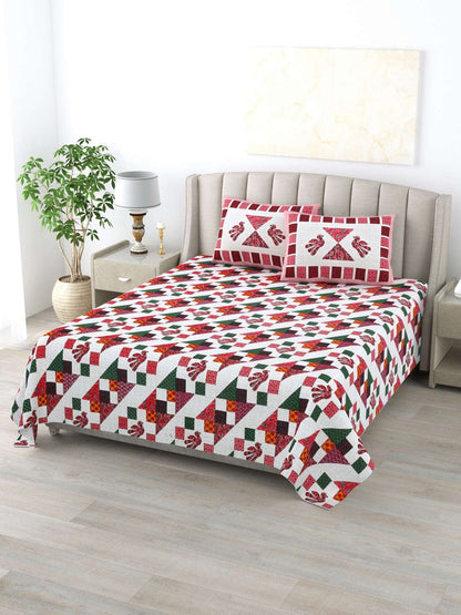 100% Pure Cotton Traditional Printed Bedsheet for Double Bed King Size Bedsheet with 2 Pillow Covers